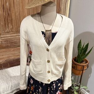 GAP Women's Ivory Button-Up Cardigan